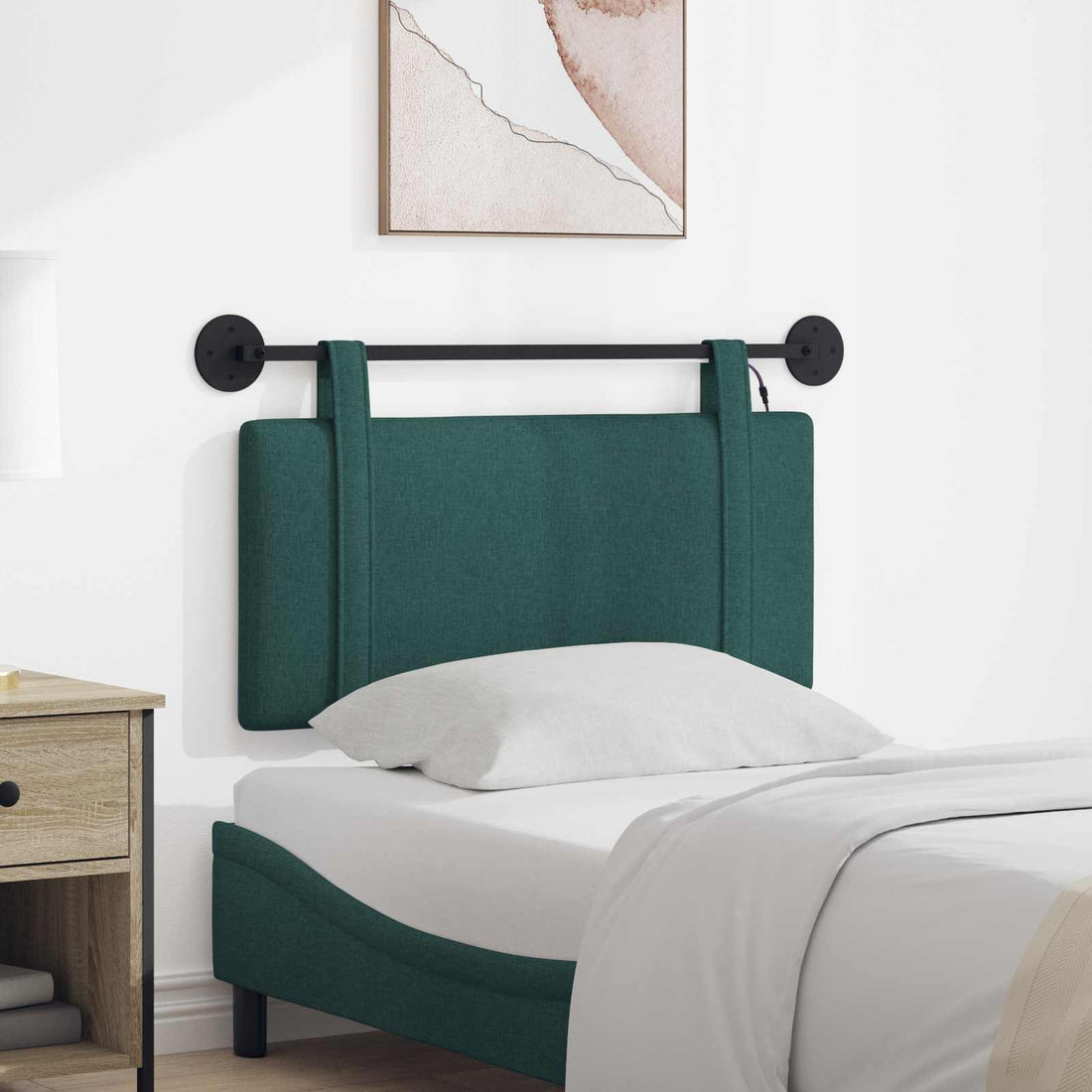 vidaXL Cabecero colgante Verde oscuro Tela