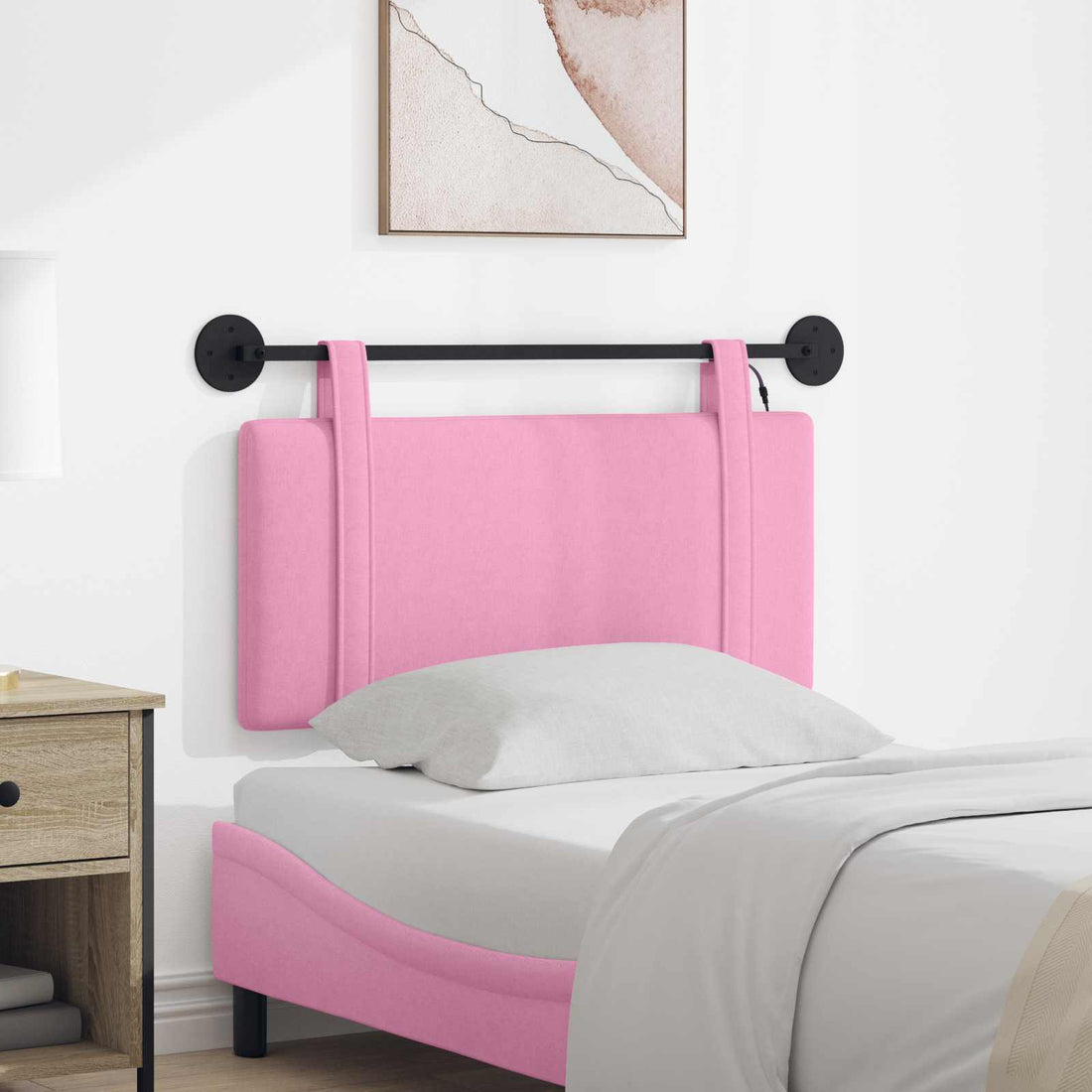 vidaXL Cabecero colgante Rosa Tela
