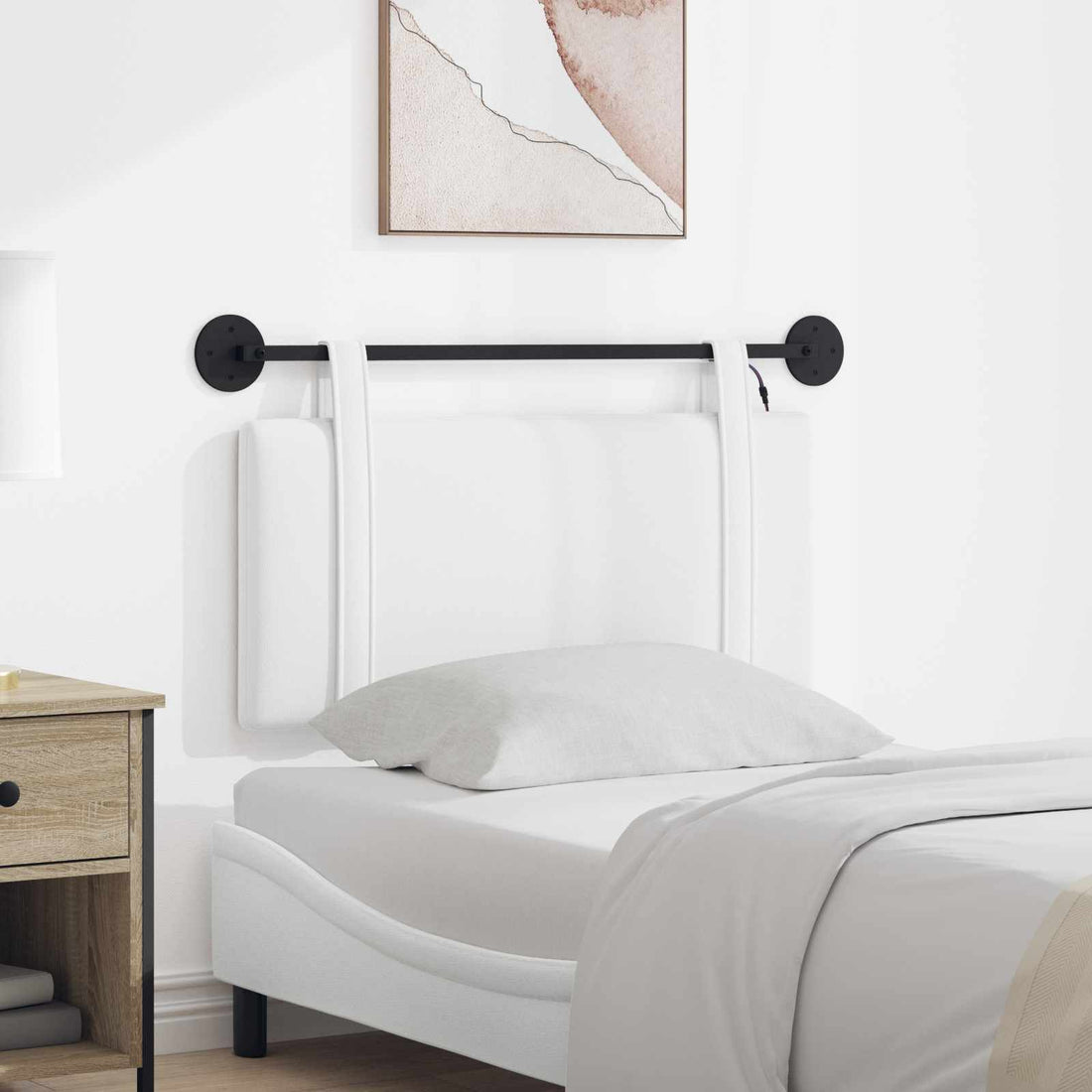 vidaXL Cabecero colgante Blanco Tela