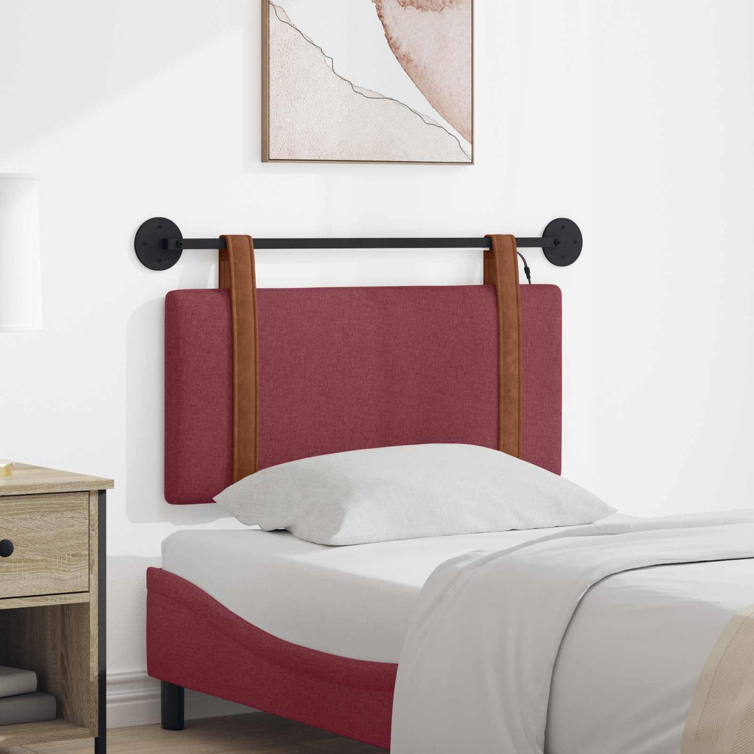 vidaXL Cabecero colgante Con luz LED Rojo vino PU antiguo