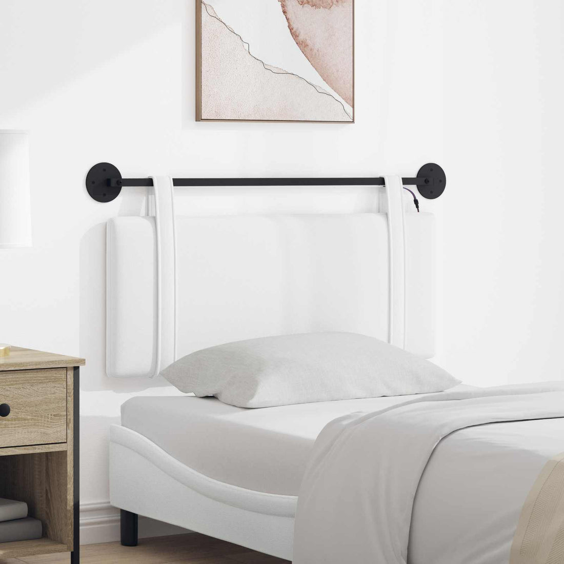 vidaXL Cabecero colgante Blanco Tela