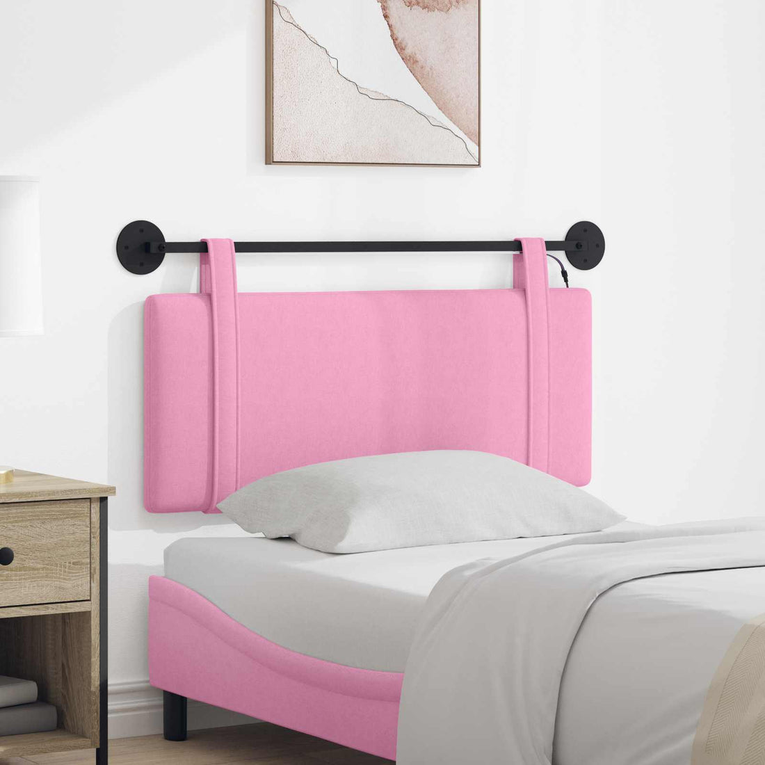 vidaXL Cabecero colgante Rosa Tela