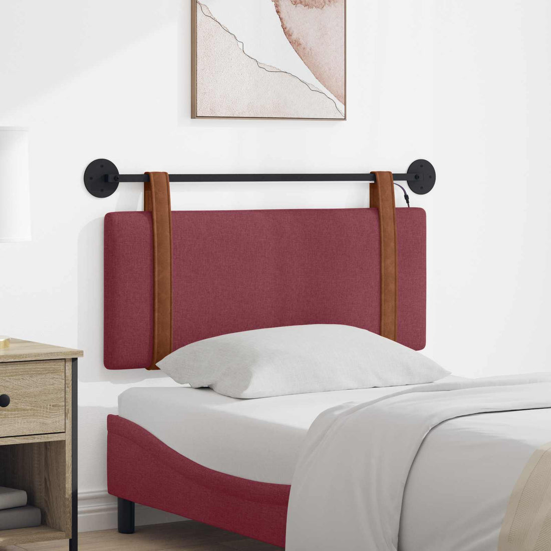 vidaXL Cabecero colgante Con luz LED Rojo vino PU antiguo