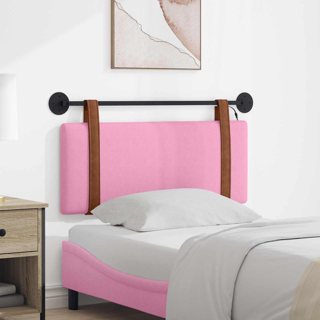 vidaXL Cabecero colgante Con luz LED Rosa PU antiguo