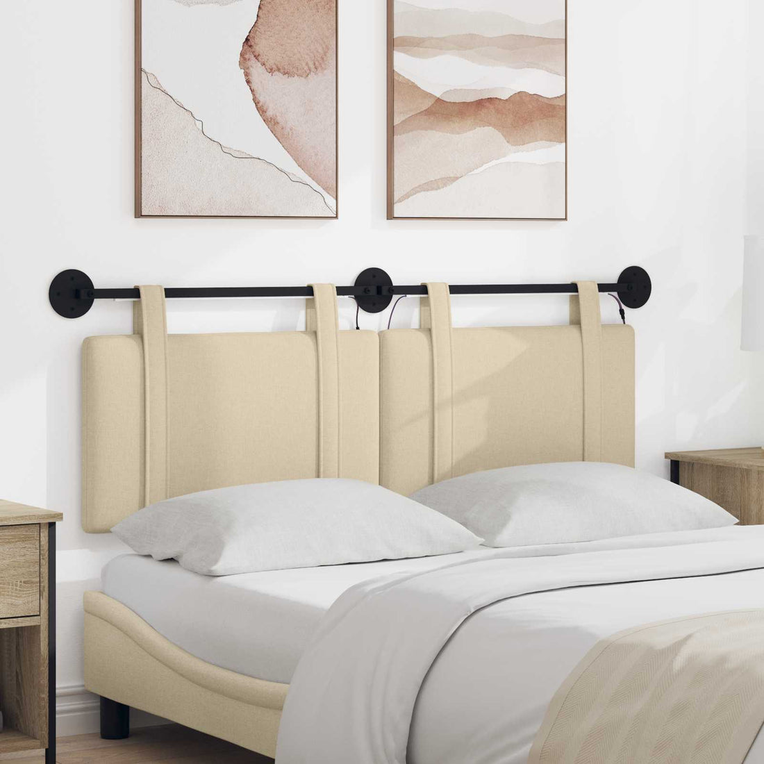 vidaXL Cabecero colgante Crema Tela