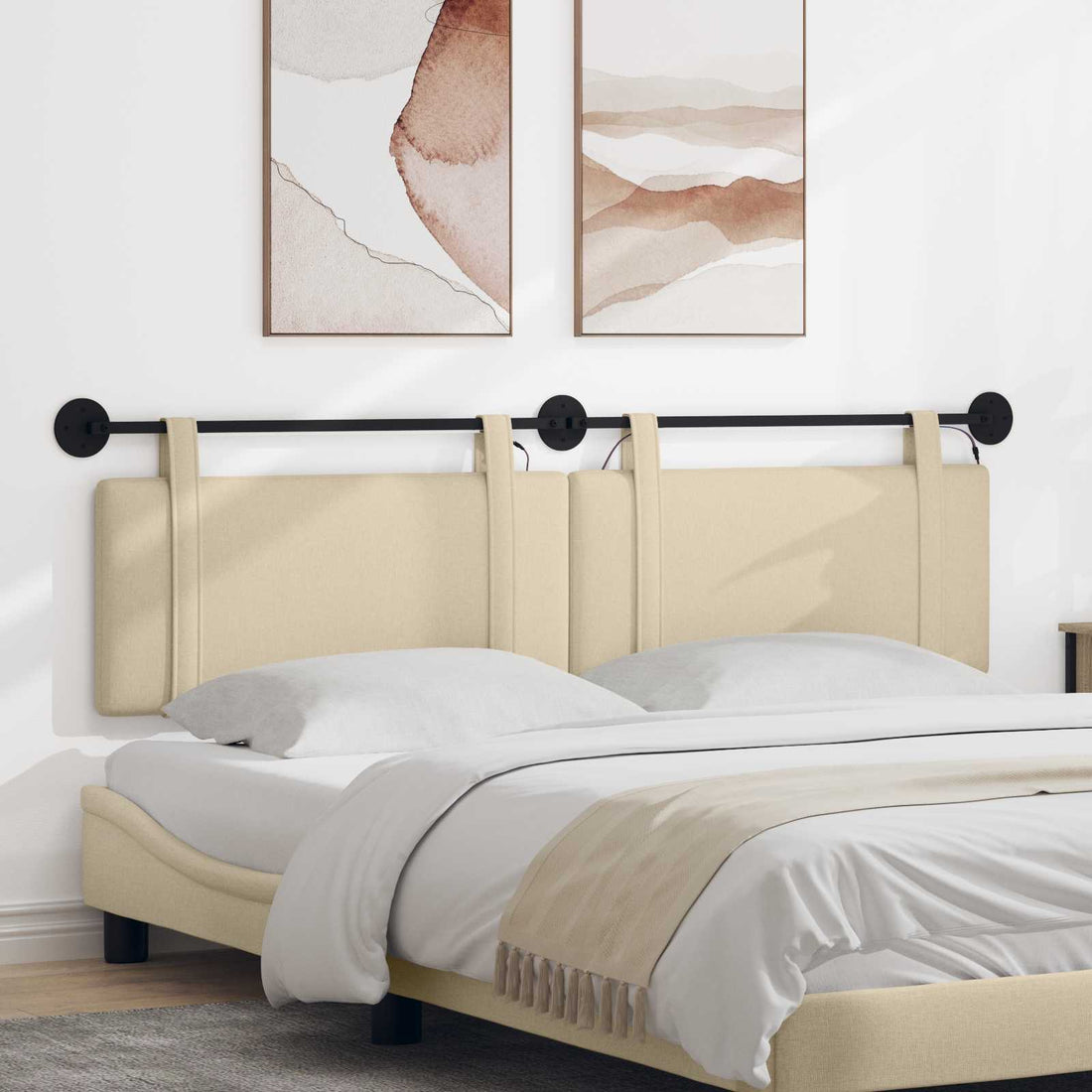 vidaXL Cabecero colgante Crema Tela