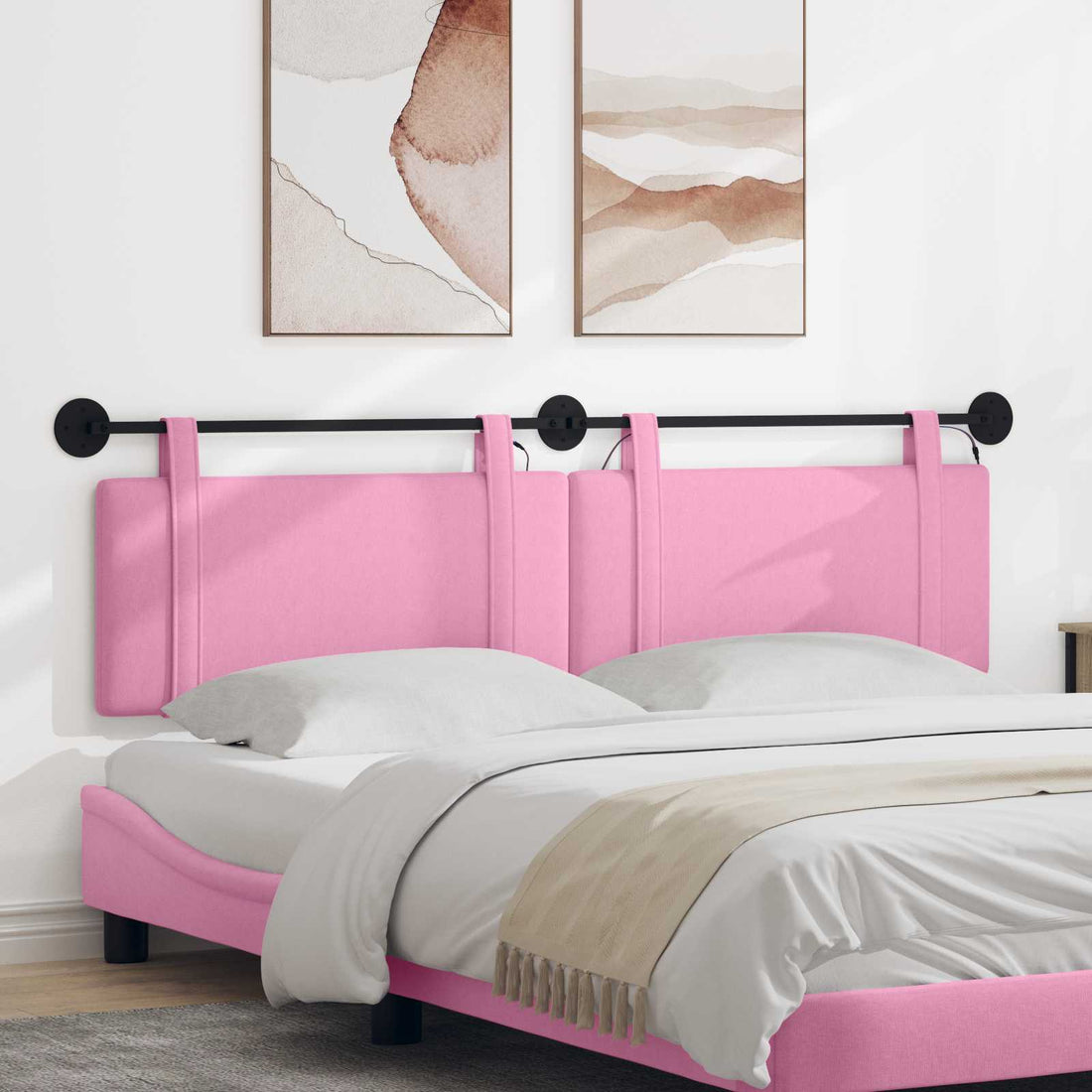 vidaXL Cabecero colgante Rosa Tela