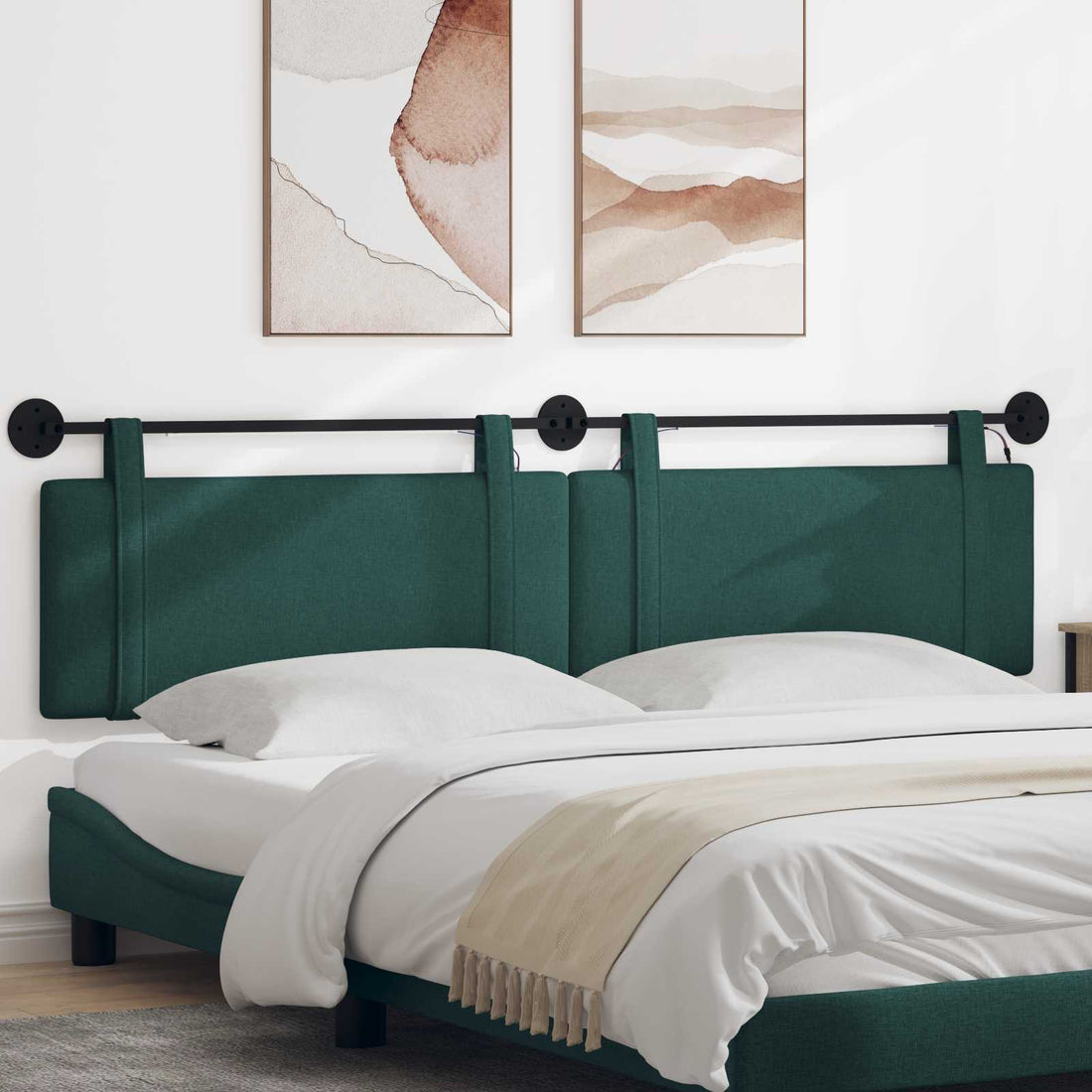 vidaXL Cabecero colgante Verde oscuro Tela