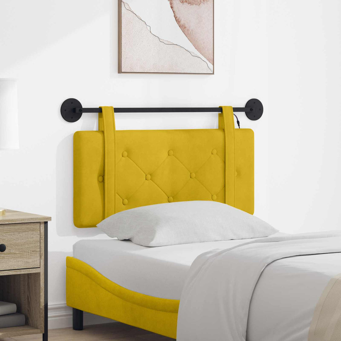 vidaXL Cabecero colgante Con luz LED Amarillo Terciopelo
