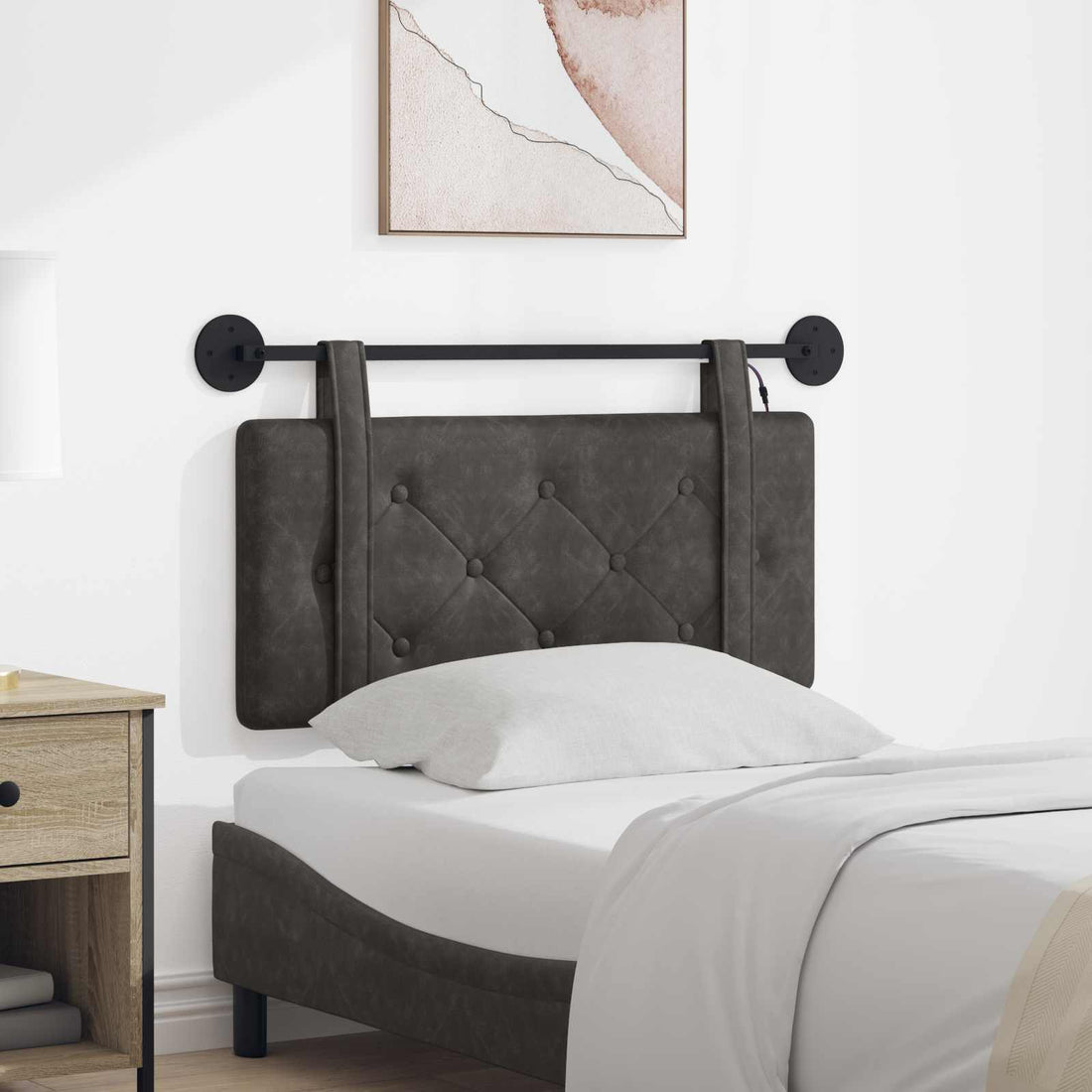 vidaXL Cabecero colgante Negro PU antiguo