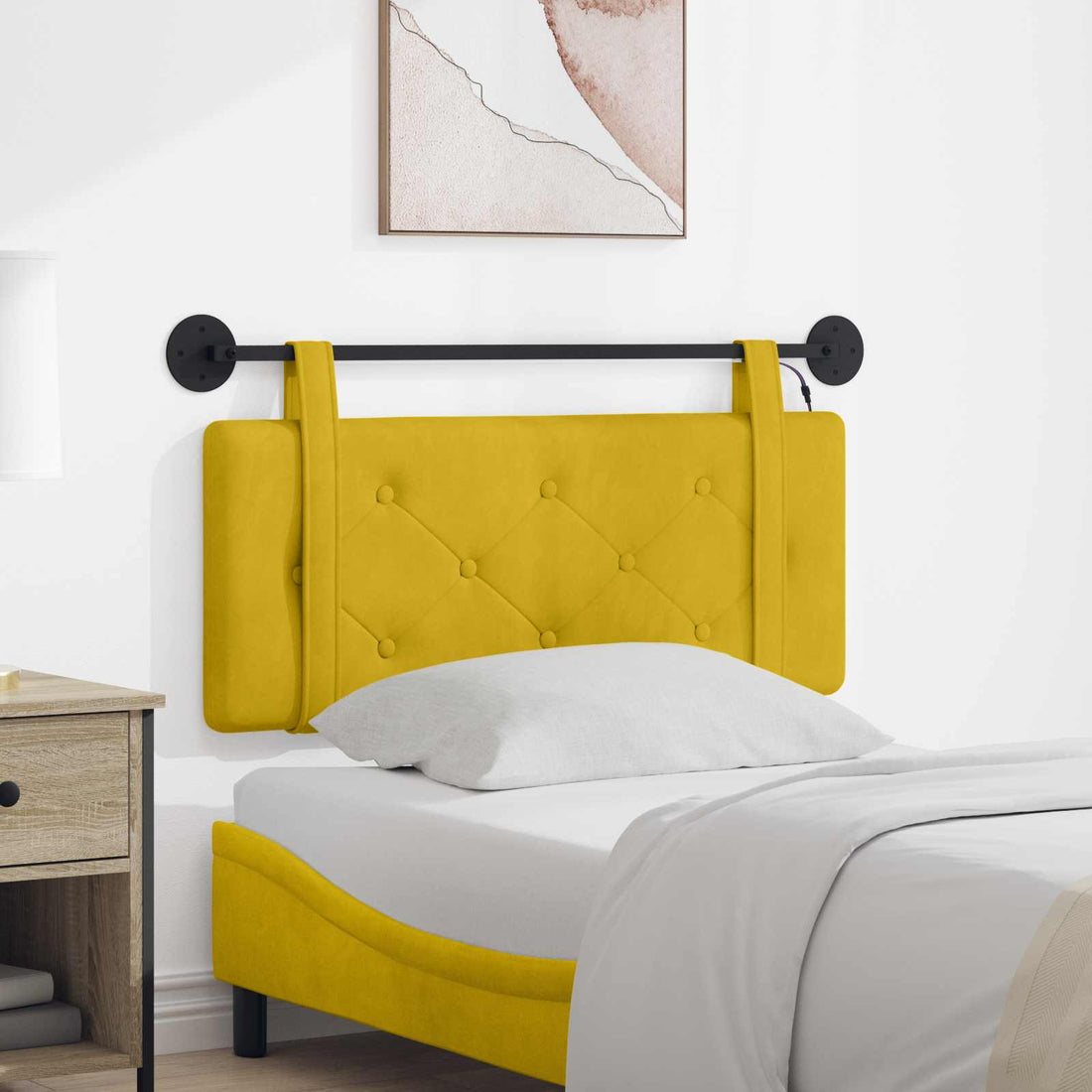 vidaXL Cabecero colgante Con luz LED Amarillo Terciopelo