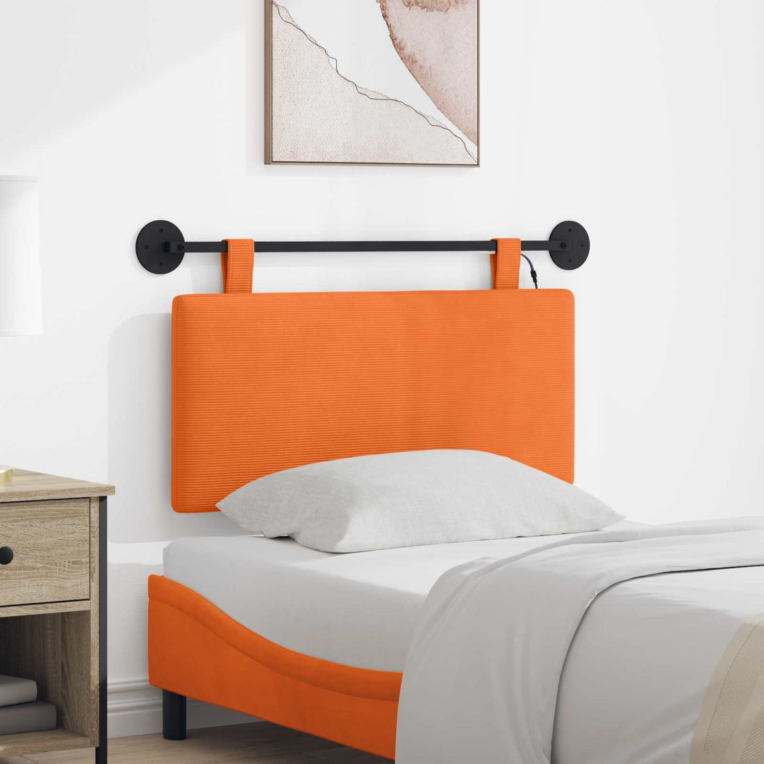 vidaXL Cabecero colgante Naranja Tela de Pana