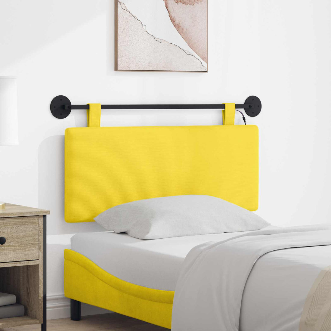 vidaXL Cabecero colgante Amarillo Claro Tela de Pana