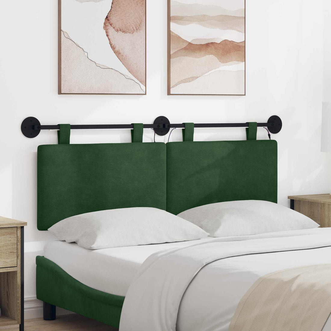 vidaXL Cabecero colgante Verde Selva Tela de Pana