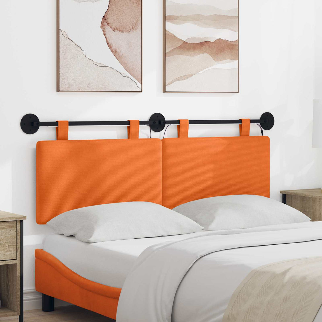 vidaXL Cabecero colgante Naranja Tela de Pana
