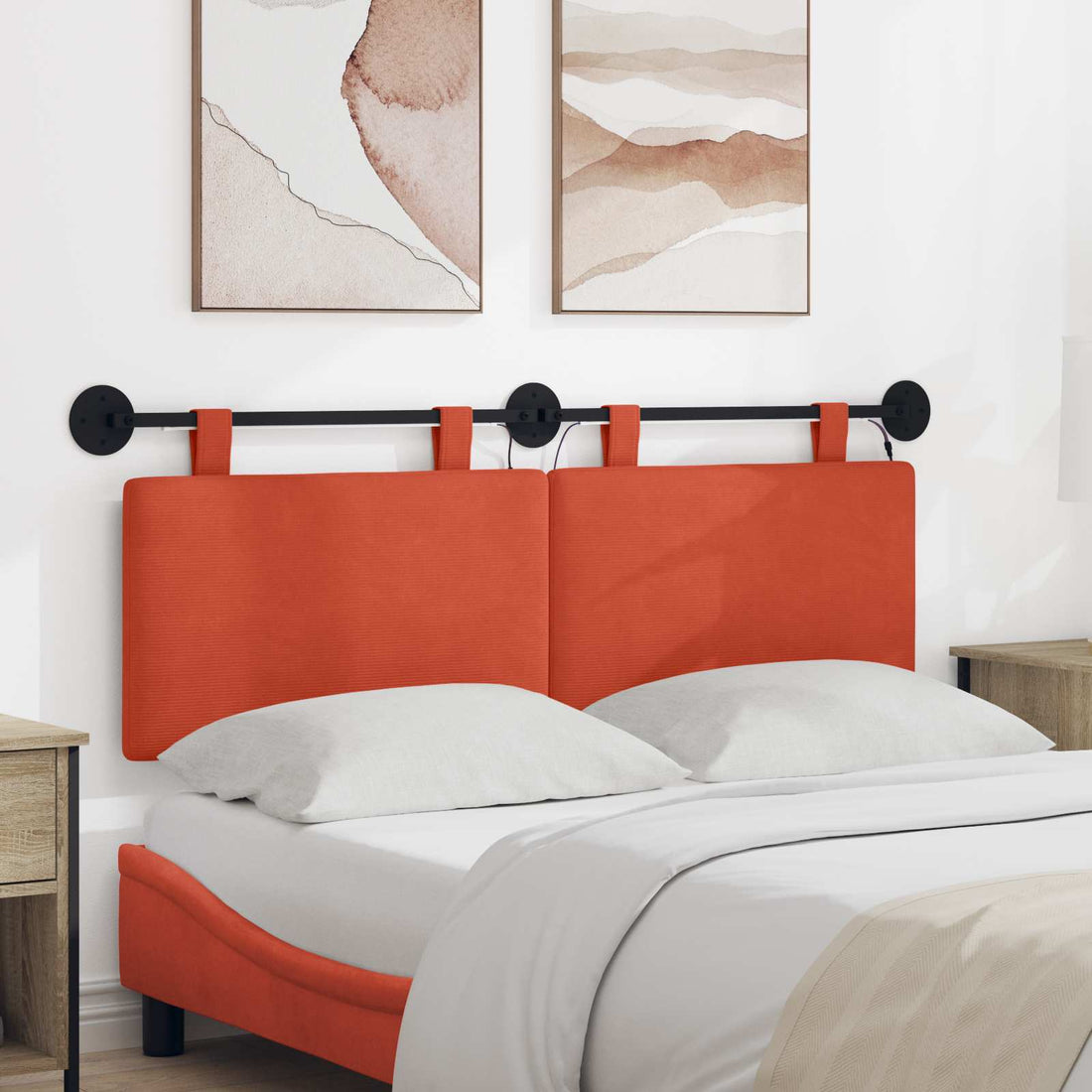 vidaXL Cabecero colgante Rojo Naranja Tela de Pana