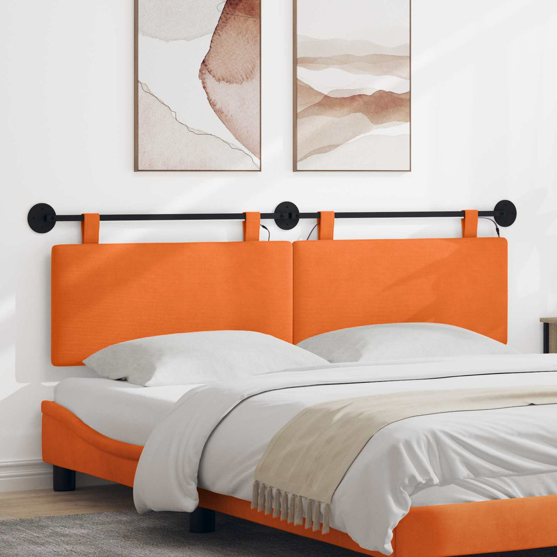 vidaXL Cabecero colgante Naranja Tela de Pana
