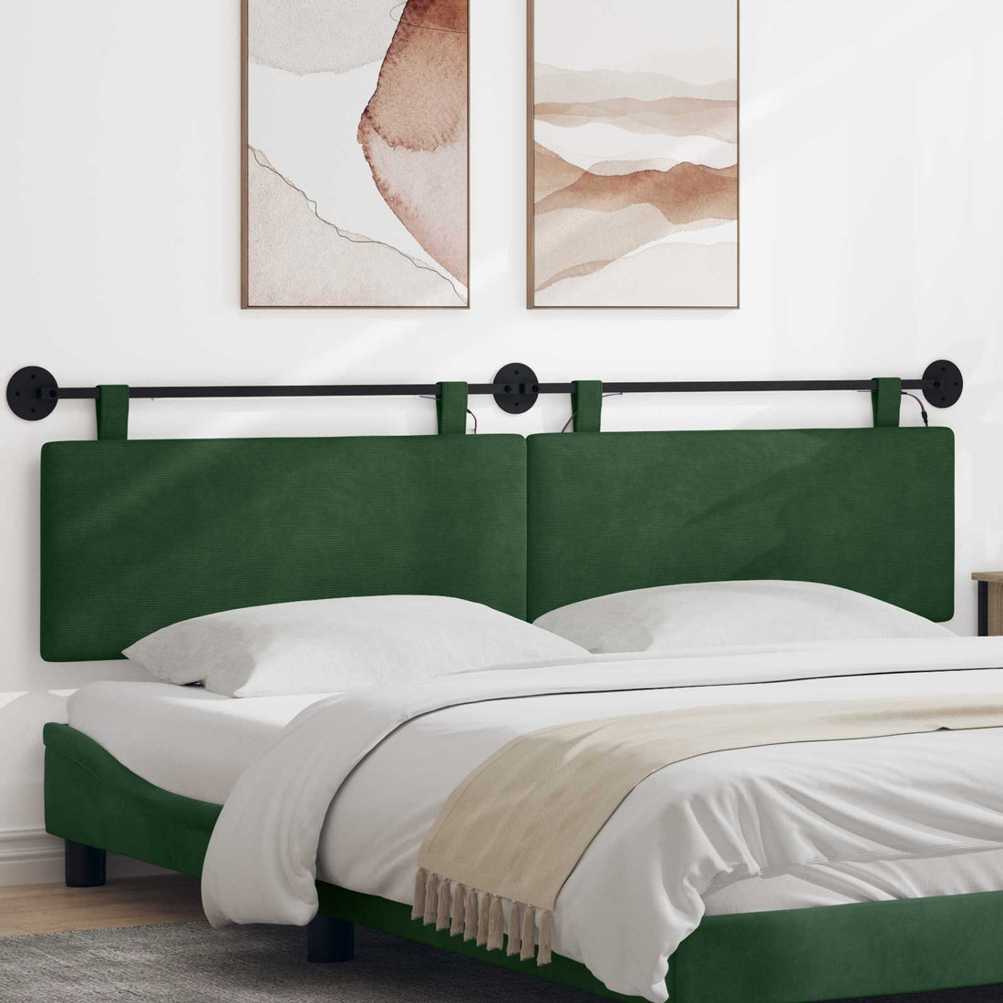vidaXL Cabecero colgante Verde Selva Tela de Pana