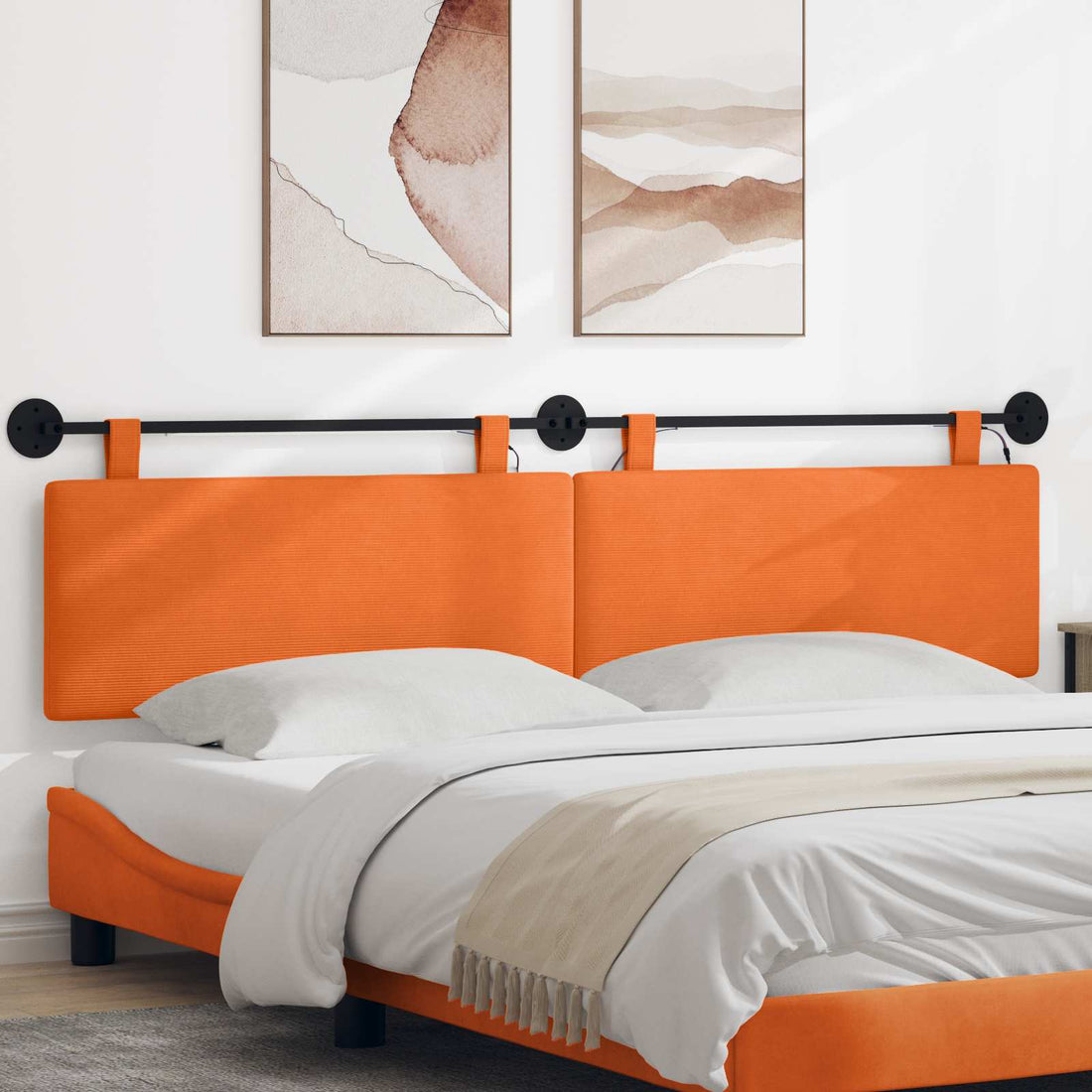 vidaXL Cabecero colgante Naranja Tela de Pana