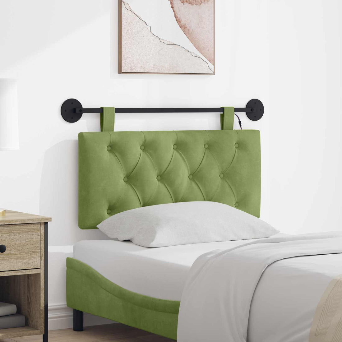 vidaXL Cabecero colgante Verde claro Terciopelo