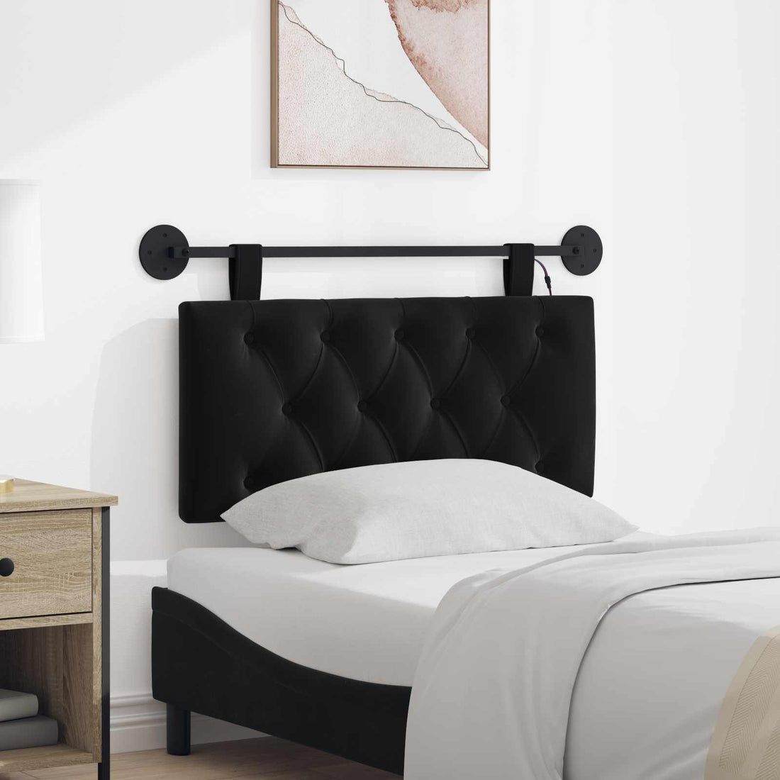 vidaXL Cabecero colgante Negro Terciopelo