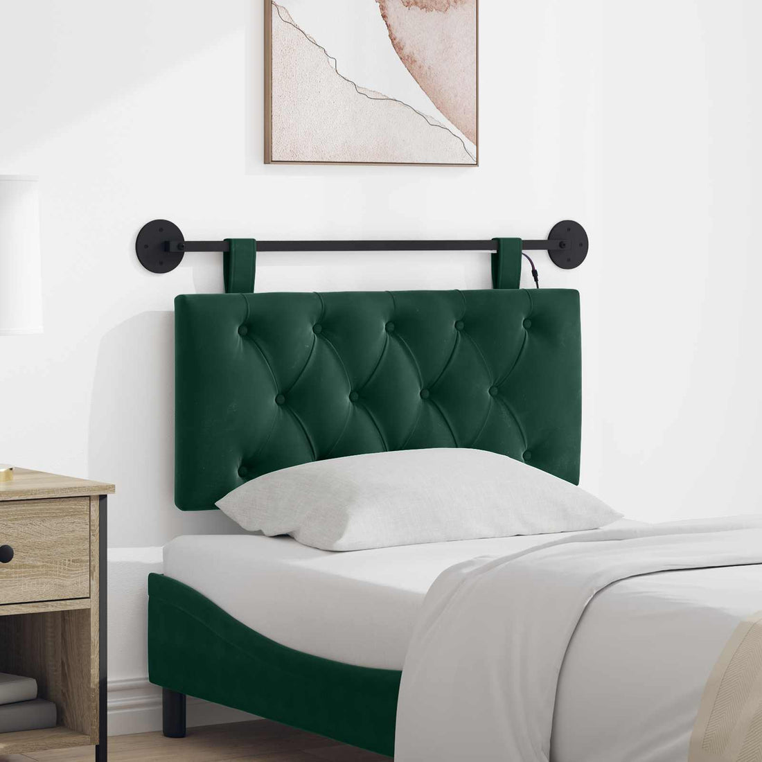 vidaXL Cabecero colgante Verde oscuro Terciopelo