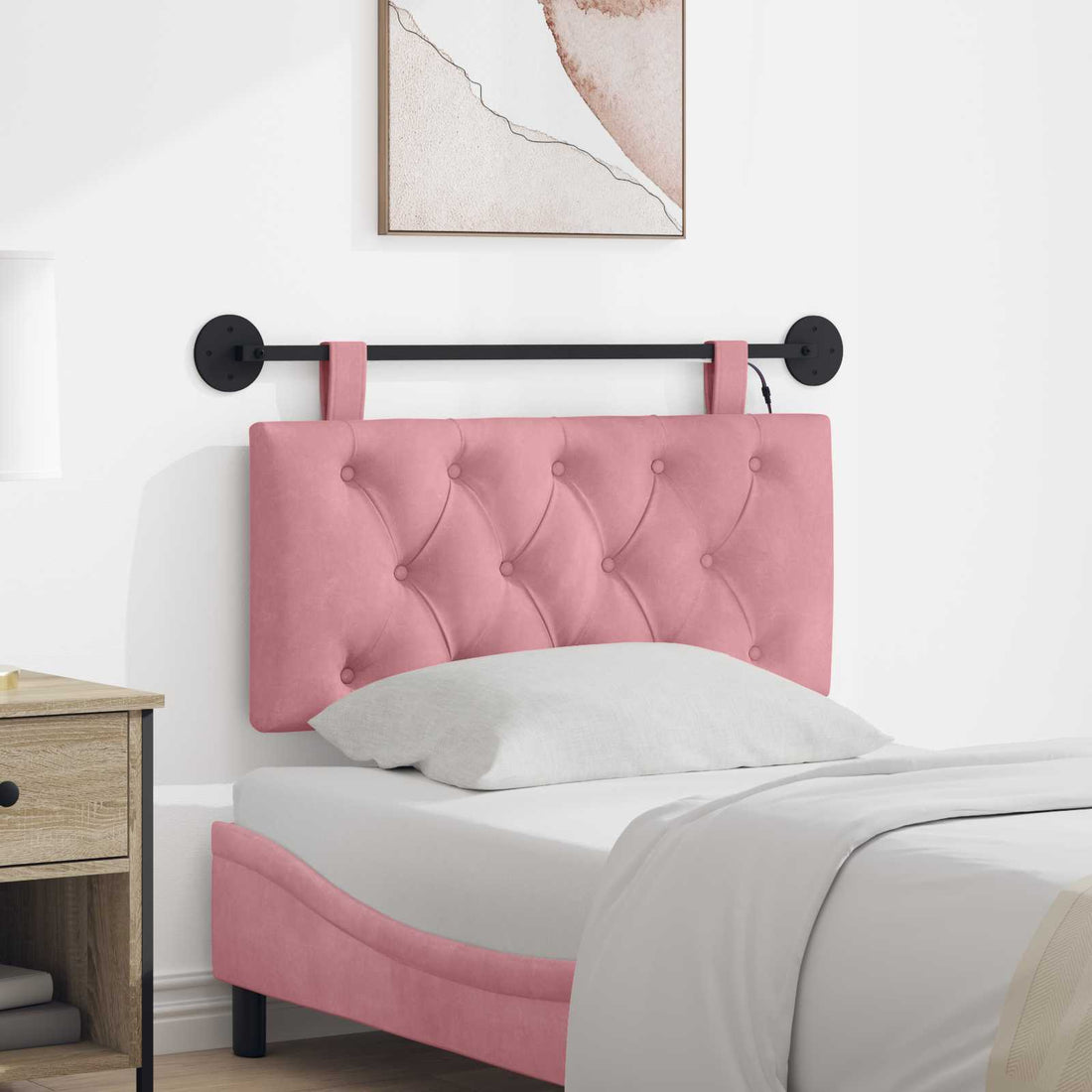 vidaXL Cabecero colgante Rosa Terciopelo