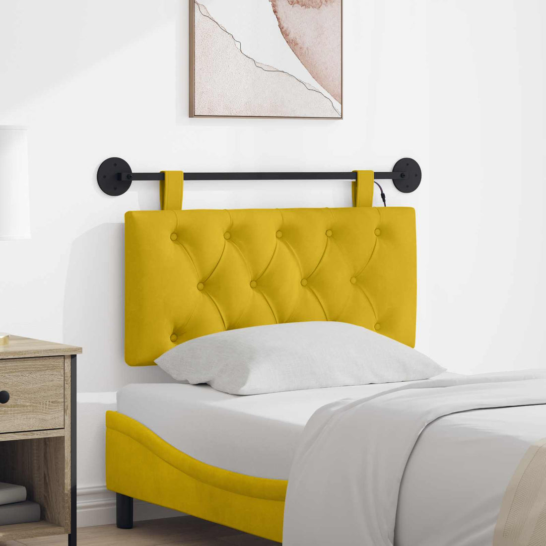 vidaXL Cabecero colgante Amarillo Terciopelo