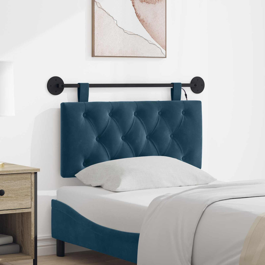 vidaXL Cabecero colgante Azul Terciopelo