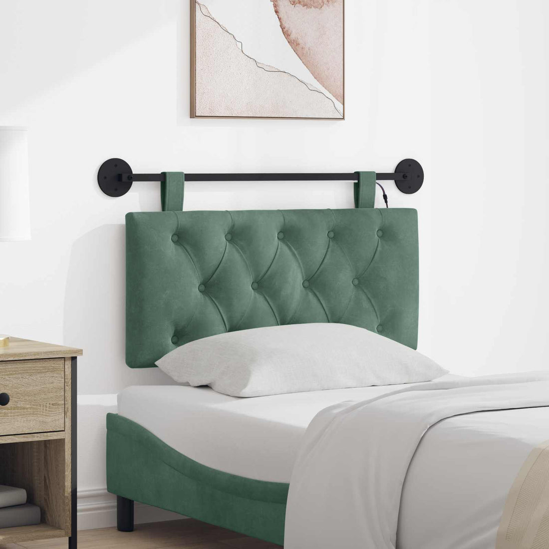 vidaXL Cabecero colgante Verde Mar Terciopelo