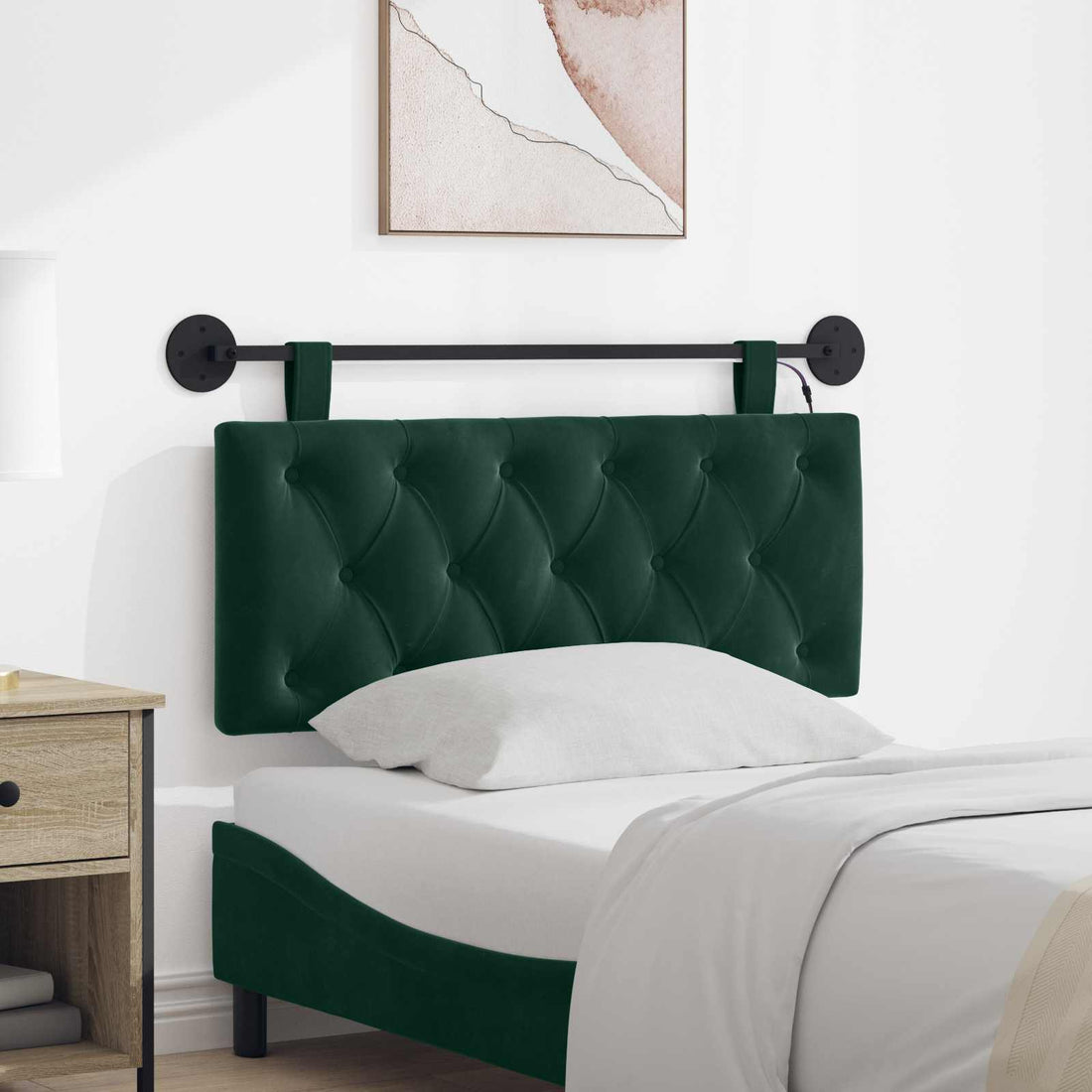vidaXL Cabecero colgante Verde oscuro Terciopelo