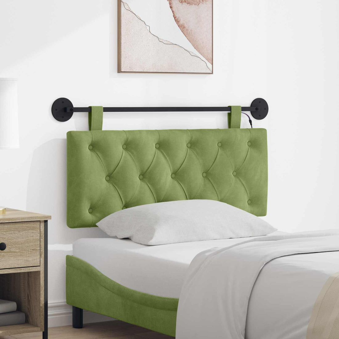 vidaXL Cabecero colgante Verde claro Terciopelo