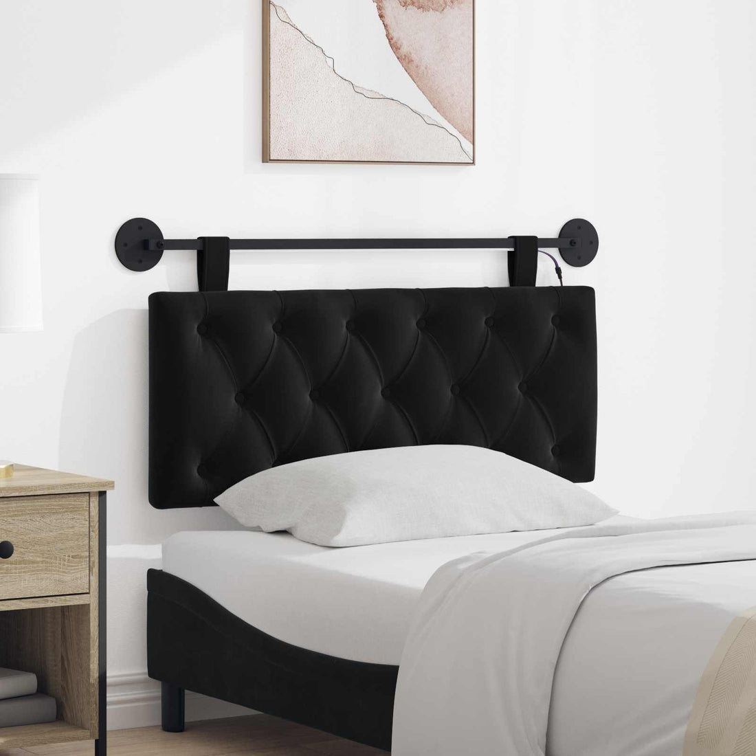 vidaXL Cabecero colgante Negro Terciopelo