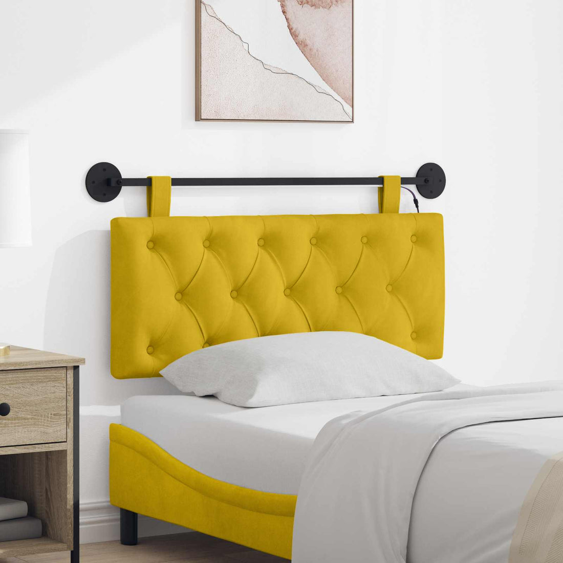 vidaXL Cabecero colgante Amarillo Terciopelo