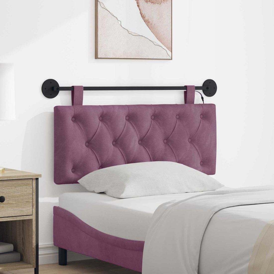 vidaXL Cabecero colgante Morado Terciopelo