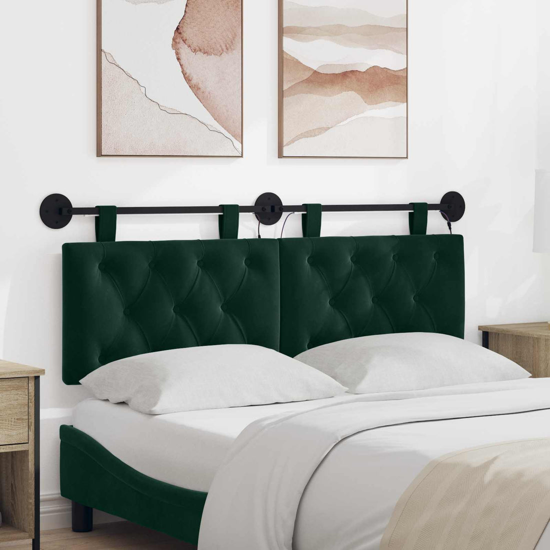 vidaXL Cabecero colgante Verde oscuro Terciopelo
