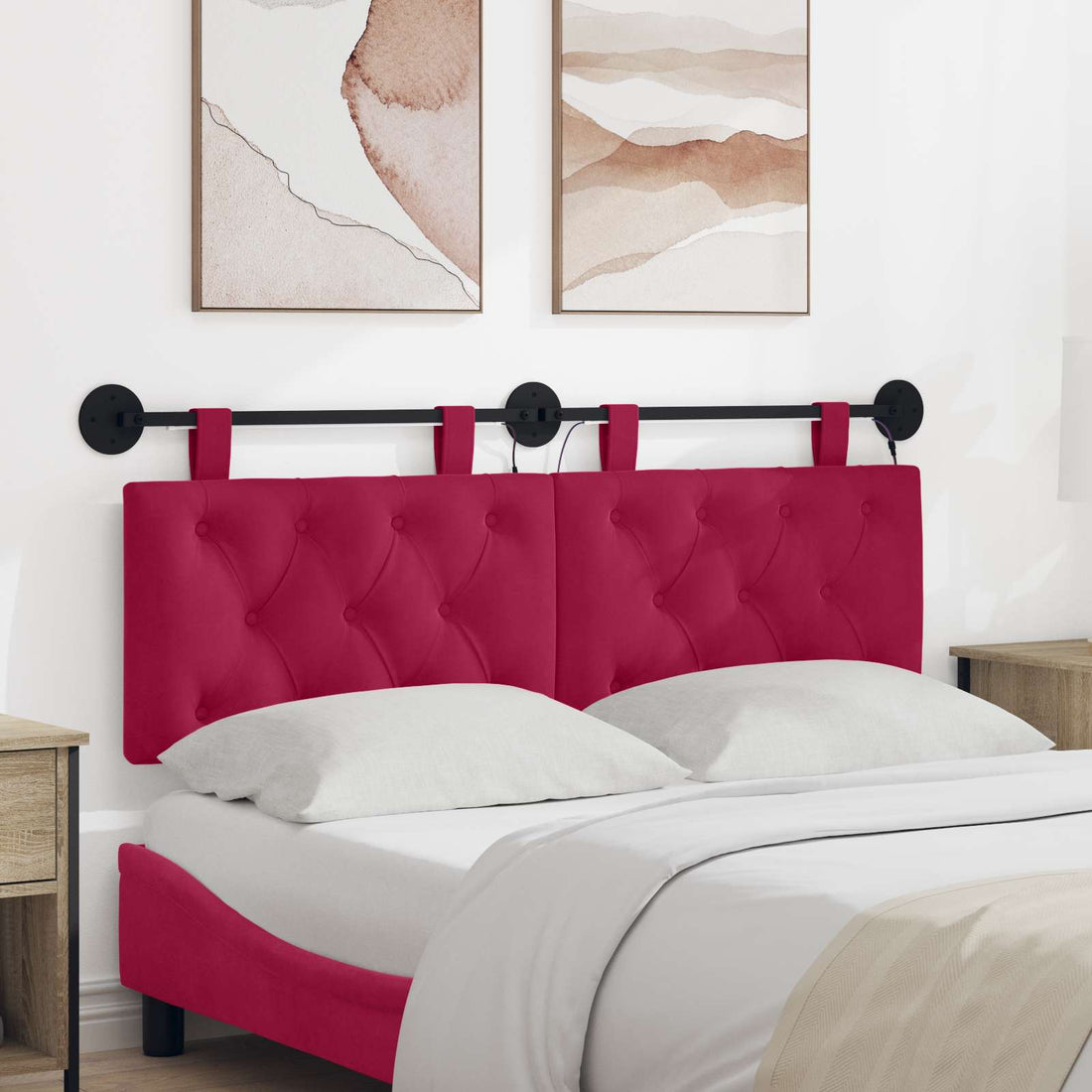 vidaXL Cabecero colgante Rojo vino Terciopelo