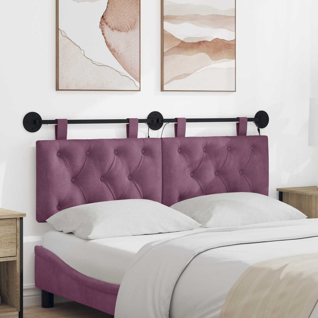 vidaXL Cabecero colgante Morado Terciopelo