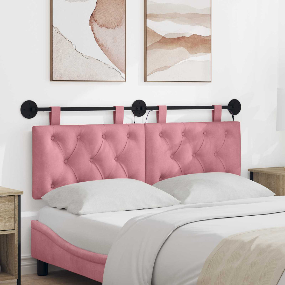 vidaXL Cabecero colgante Rosa Terciopelo