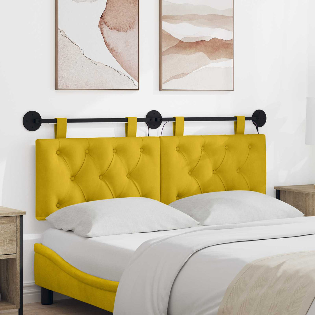 vidaXL Cabecero colgante Amarillo Terciopelo