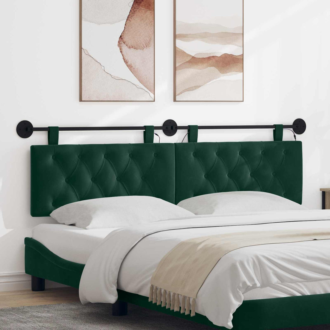 vidaXL Cabecero colgante Verde oscuro Terciopelo