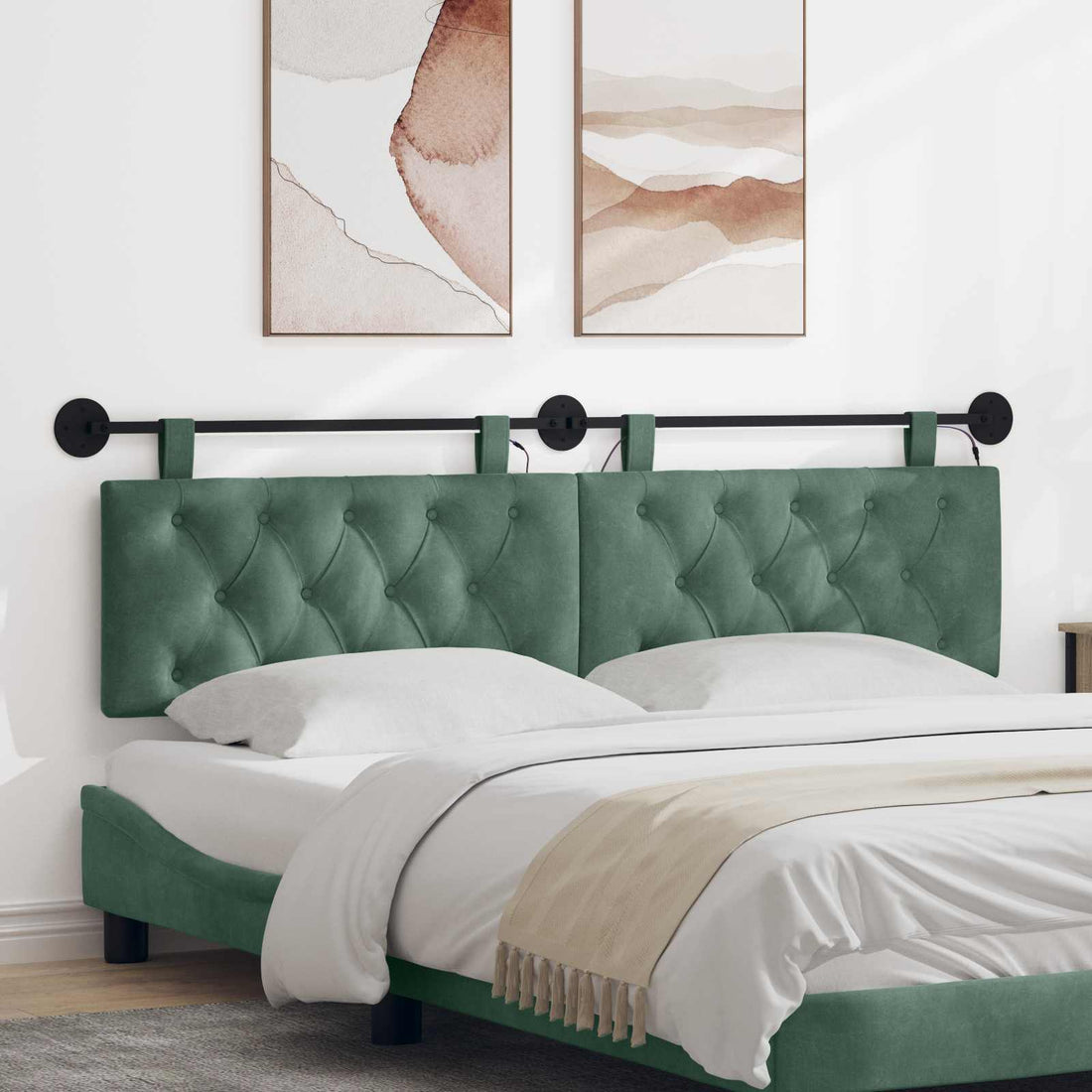 vidaXL Cabecero colgante Verde Mar Terciopelo