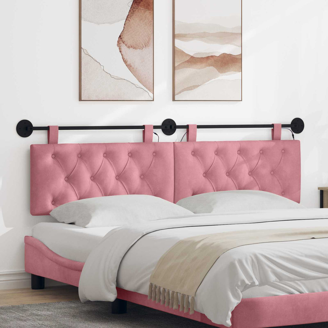 vidaXL Cabecero colgante Rosa Terciopelo
