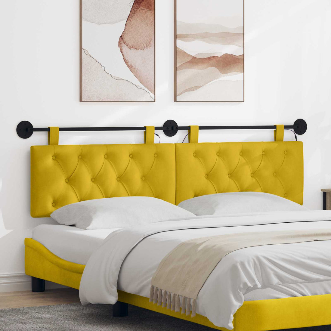 vidaXL Cabecero colgante Amarillo Terciopelo