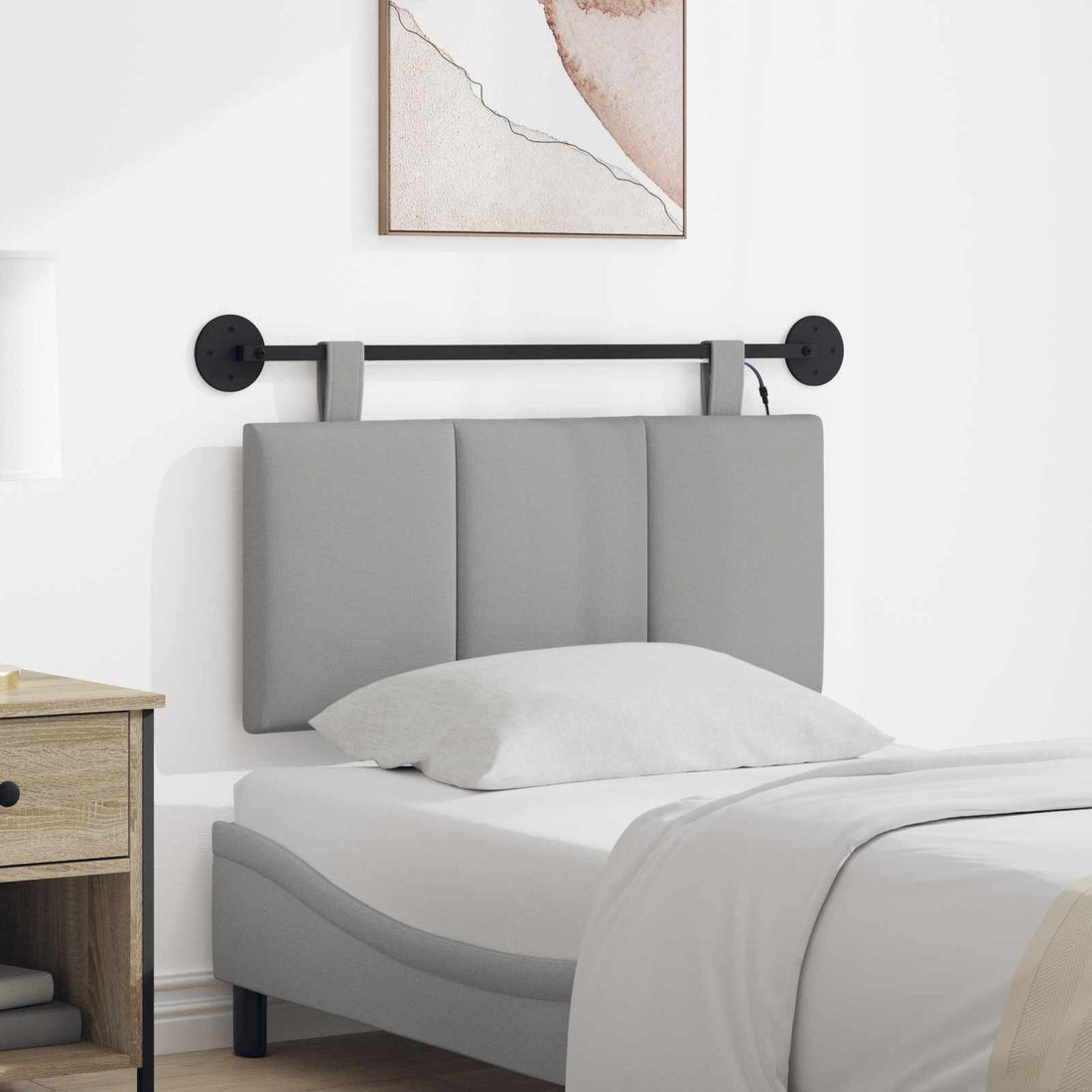 vidaXL Cabecero colgante Con luz LED Gris Nube Tela