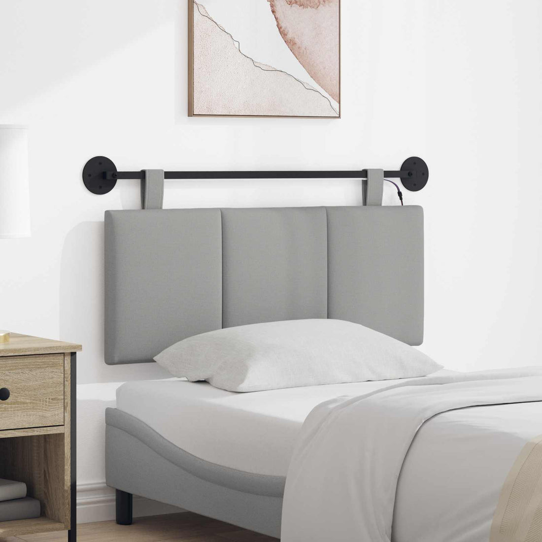 vidaXL Cabecero colgante Con luz LED Gris Nube Tela