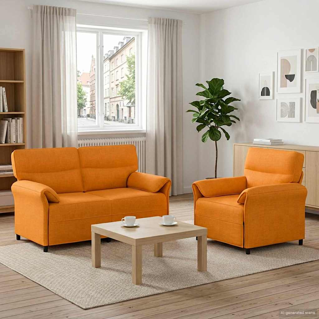 vidaXL Juego de Sofá 2 uds. Amarillo oscuro Tela