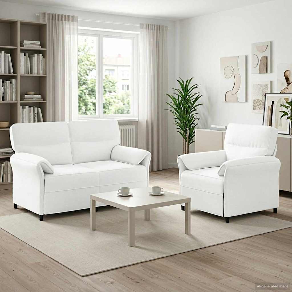 vidaXL Juego de Sofá 2 uds. Blanco Tela