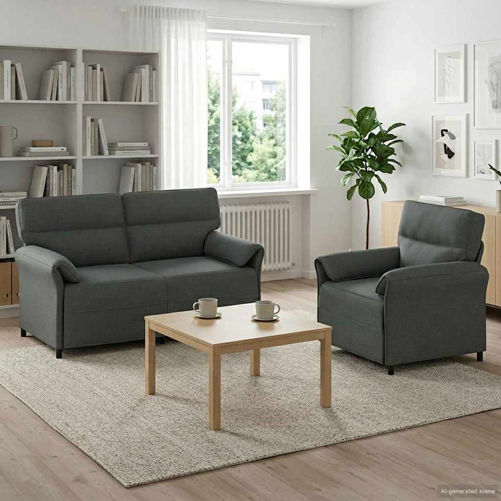 vidaXL Juego de Sofá 2 uds. Gris oscuro Tela
