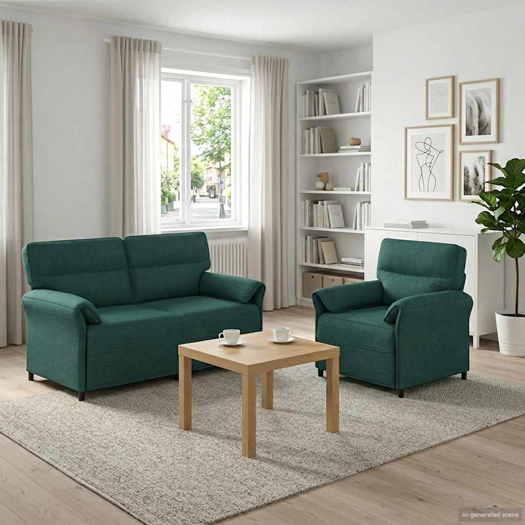 vidaXL Juego de Sofá 2 uds. Verde oscuro Tela